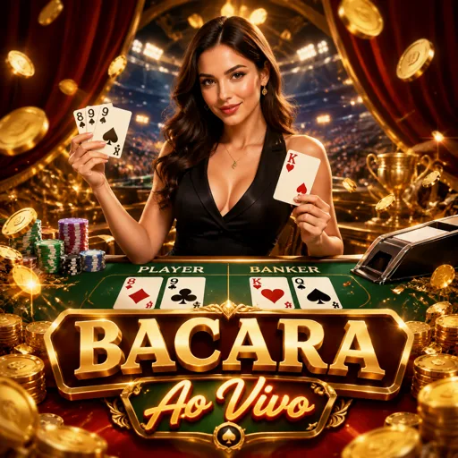 Mesa de baccarat ao vivo com cartas sendo viradas pelo dealer